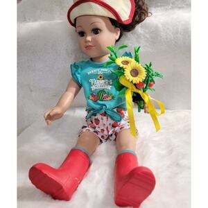 My Life As Farmer Doll Poseable 18" t2013 Freckles Strawbwrry Shorts Boots Hat
